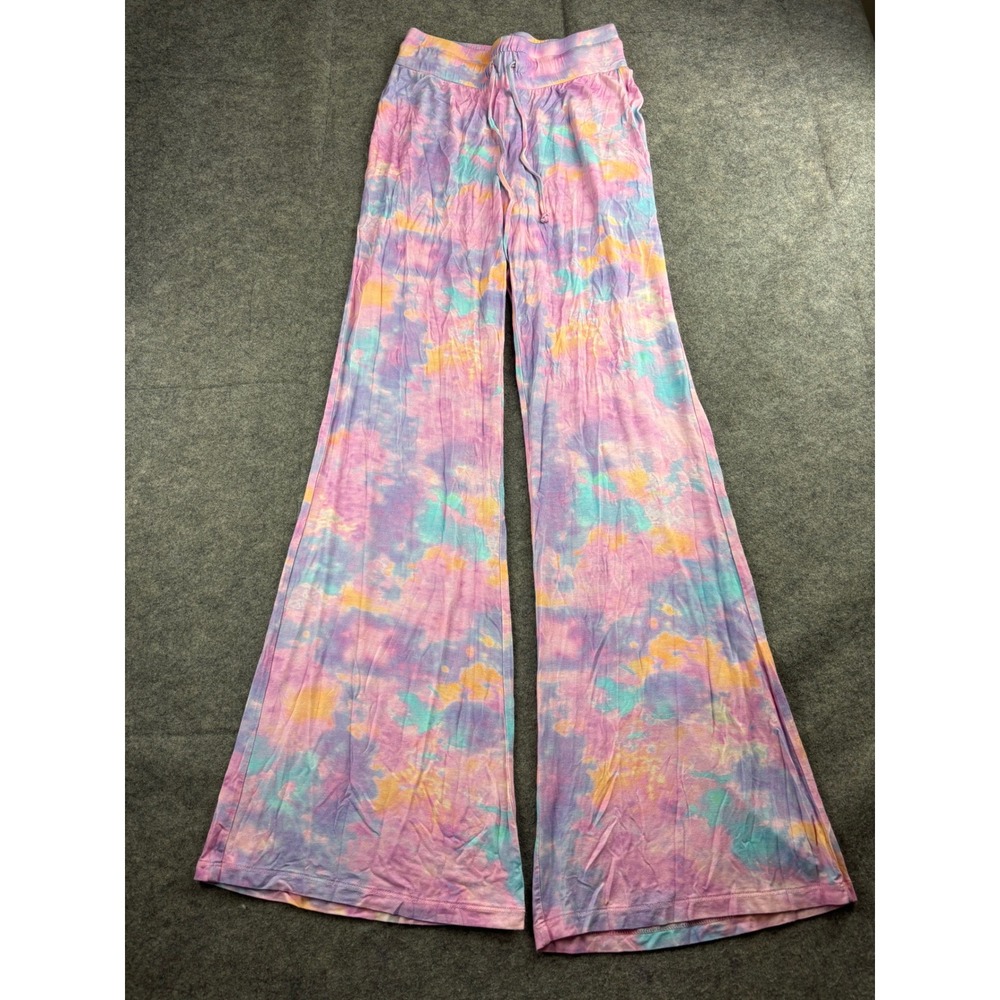 LoveShackFancy x Beach Riot Tie Dye Wide Leg Lounge Pants Pastel Pink Blue Small